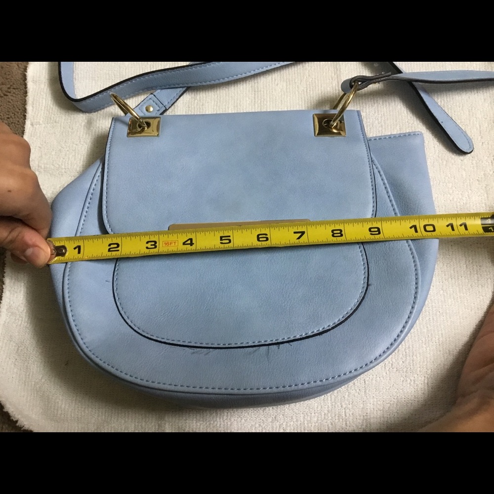 Mossimo Faux Leather Blue Saddle Crossbody Bag - Picture 7 of 8